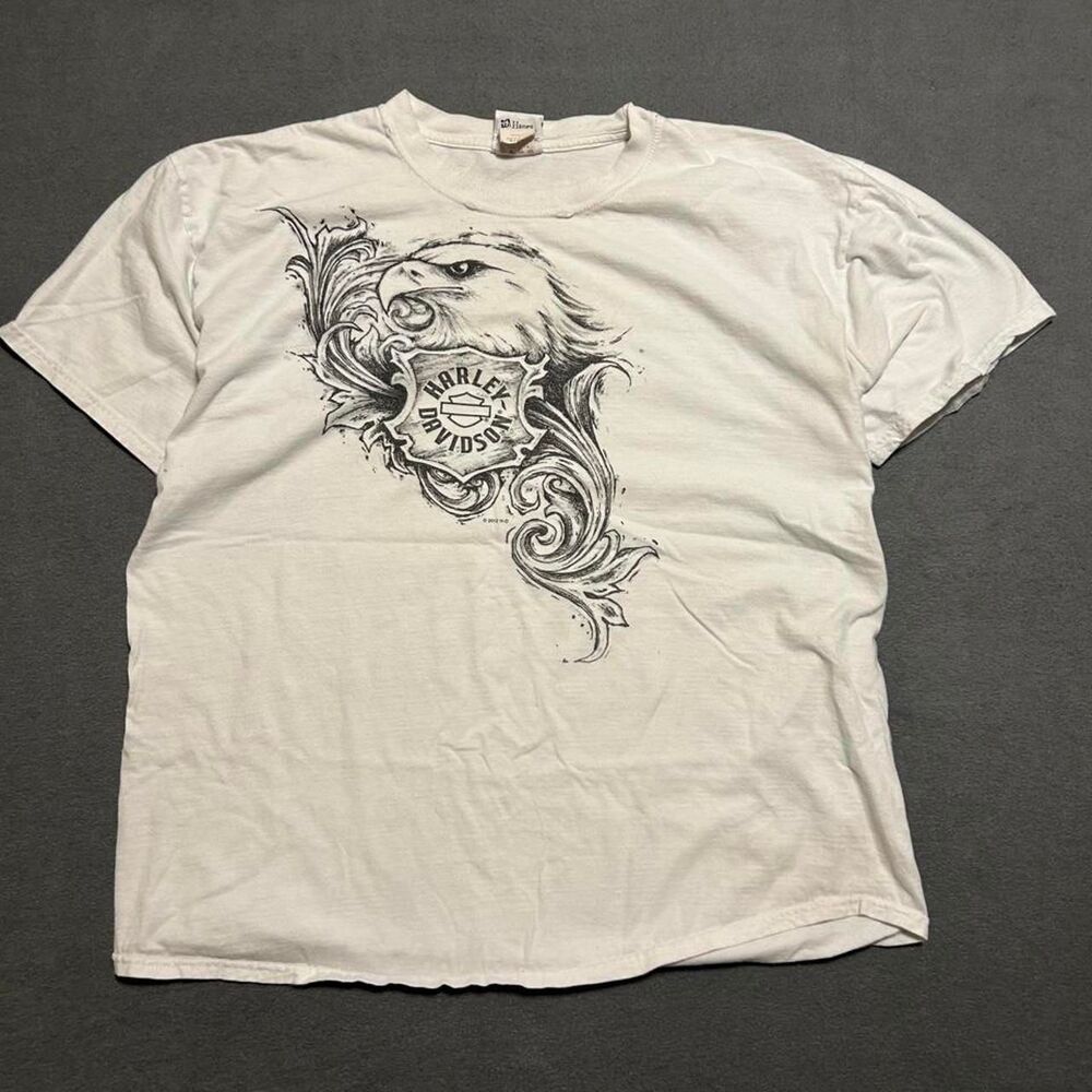 Harley-davidson Men's White and Cream T-shirt